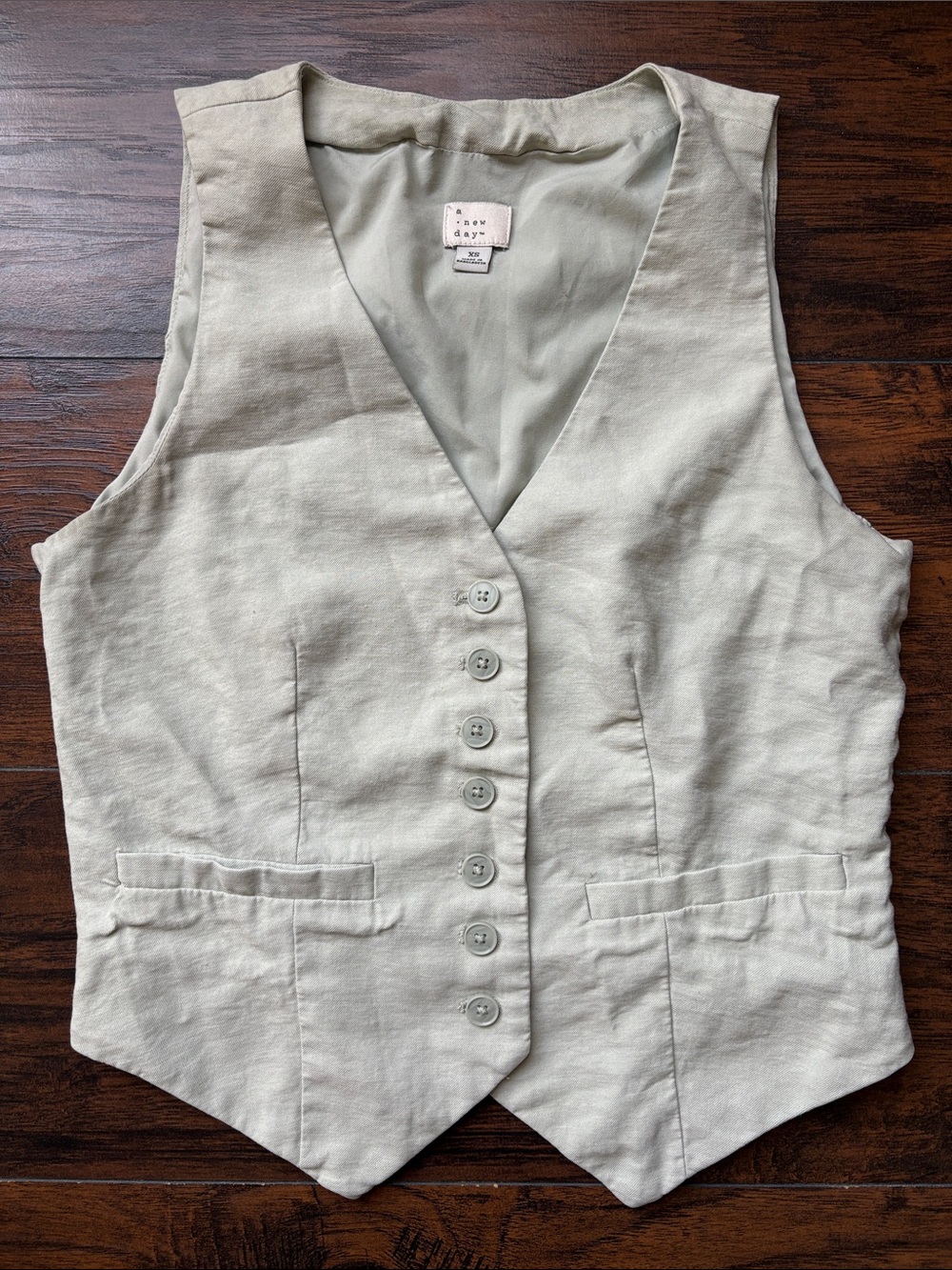 A new day Sage Green Vest XS - Button Front Sleeveless